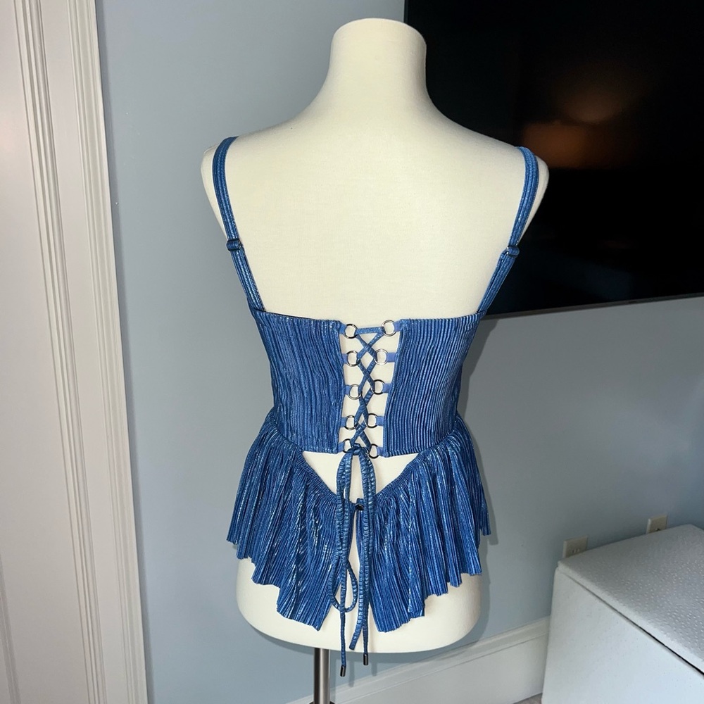 Sabina Musayev Blue Metallic Top - Picture 2 of 4